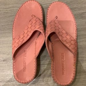 Pink leather Robert Zur Flip Flops